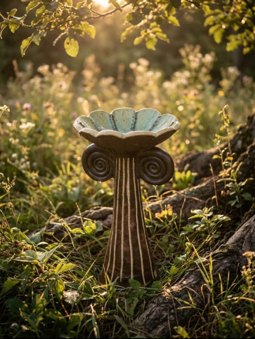 Keramické zahradní pítko pro ptáky 50 cm — foto 5
