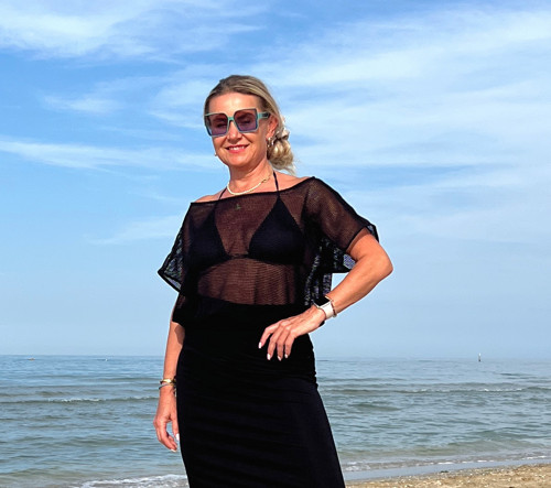 Volný top s pasem černá síťka — foto 2
