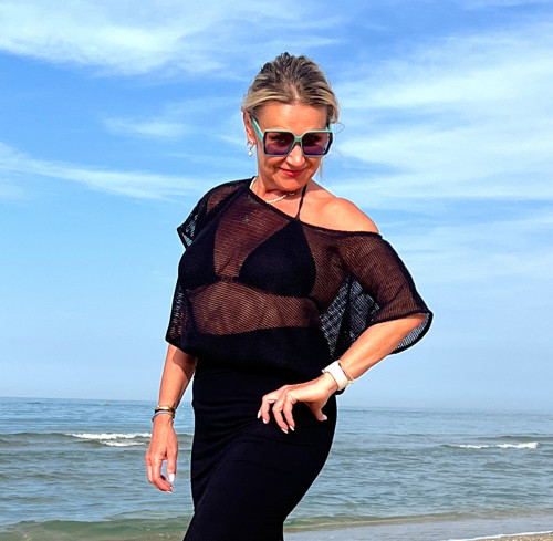 Volný top s pasem černá síťka — foto 4