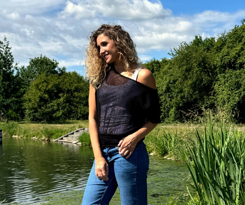 Volný top s pasem černá síťka — foto 6