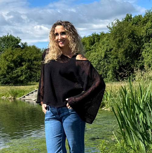 Volný top černá síťka — foto 4