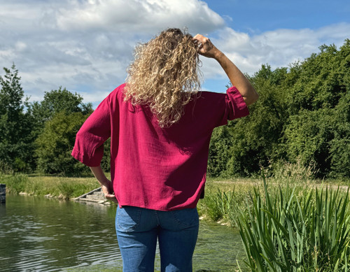 Tunika se lnem malinová — foto 3