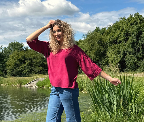 Tunika se lnem malinová — foto 2
