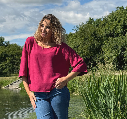 Tunika se lnem malinová — foto 4