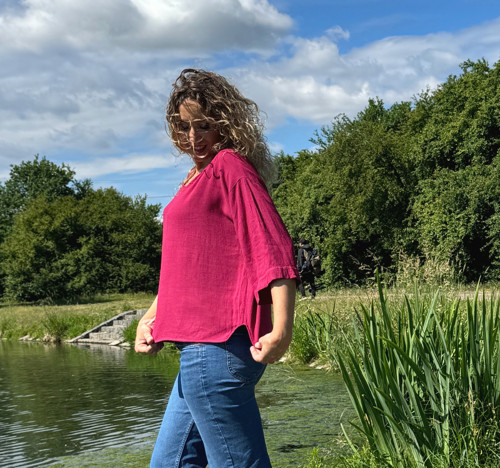 Tunika se lnem malinová — foto 5