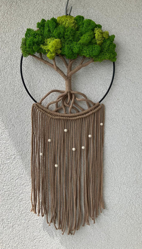 Strom života – macramé dekorace s mechem — foto 2