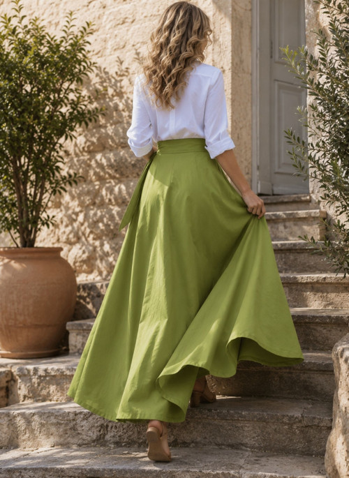 Kolová Zavinovací Sukně - Zelená — foto 5
