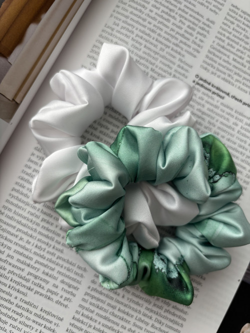 Scrunchies gumičky bílá a Mint Marble — foto 4