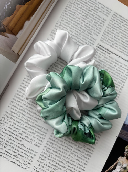 Scrunchies gumičky bílá a Mint Marble — foto 2