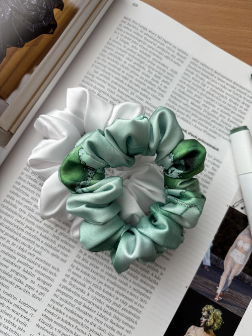 Scrunchies gumičky bílá a Mint Marble — foto 3