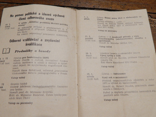 ROH klub školství a kultury- program 1/1972 — foto 2