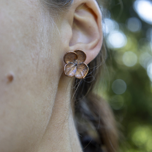 Náušnice - pokovené hortensie — foto 6
