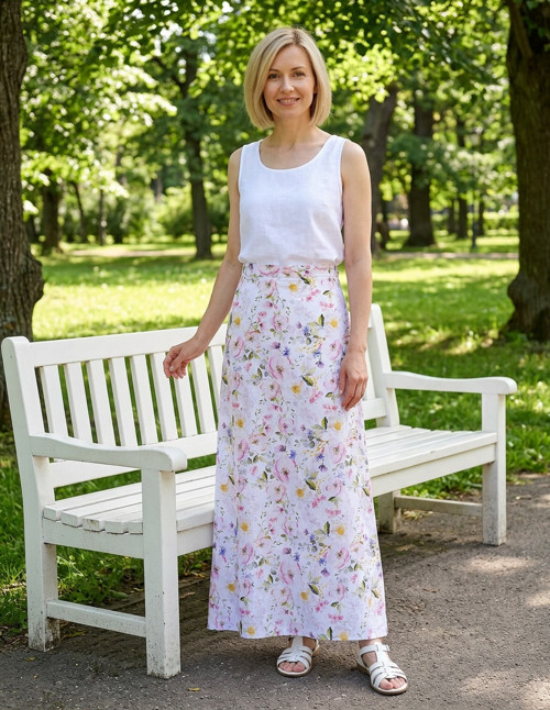 Lněná sukně šípková růže — foto 2