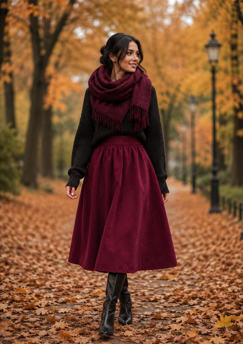 Midi Manšestrová Bordo S Kapsami — foto 2