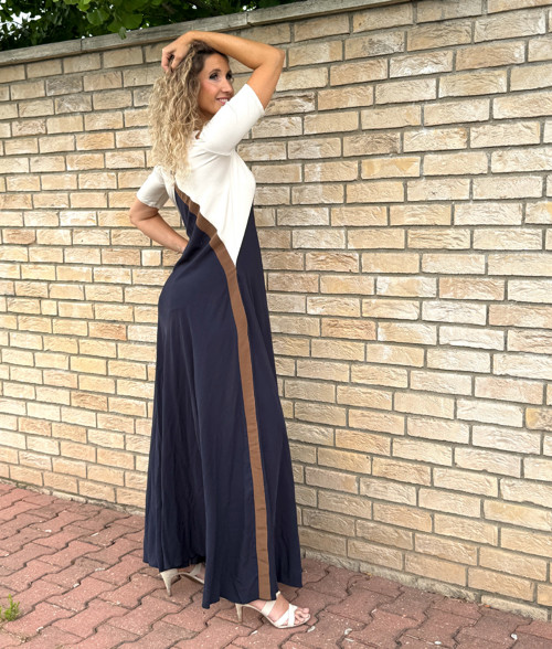 Zvonové šaty modro hnědé — foto 6