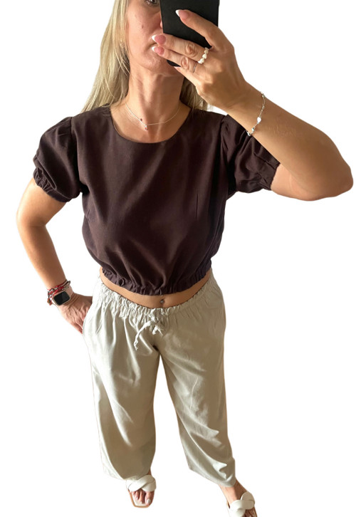 Ľanový crop top — foto 2