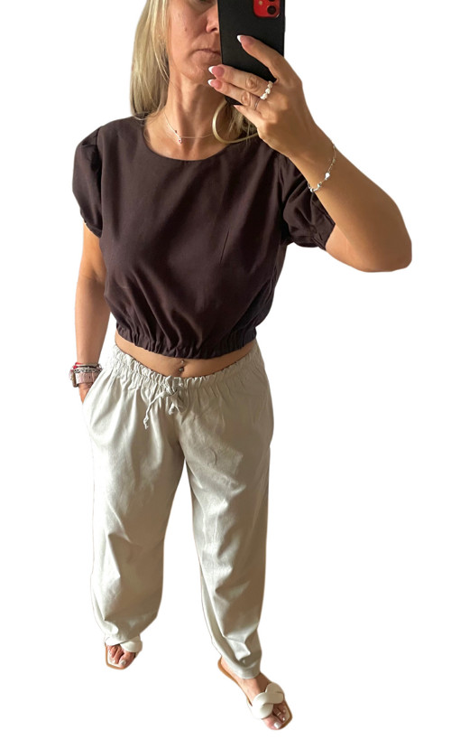 Ľanový crop top — foto 3