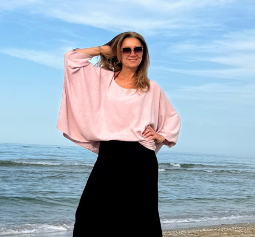 Volná tunika pudrově růžová — foto 2