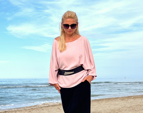Volná tunika pudrově růžová — foto 3