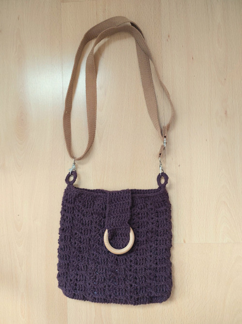 Malá háčkovaná kabelka crossbody - hnědá — foto 2