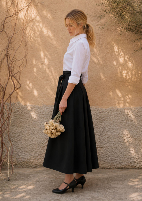 Elegantní Černá Dlouhá Sukně — foto 3