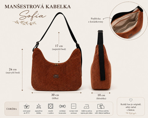 Manšestrová kabelka Sofia — foto 2
