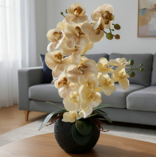 Okrová phalenopsis - umělá dekorace — foto 2