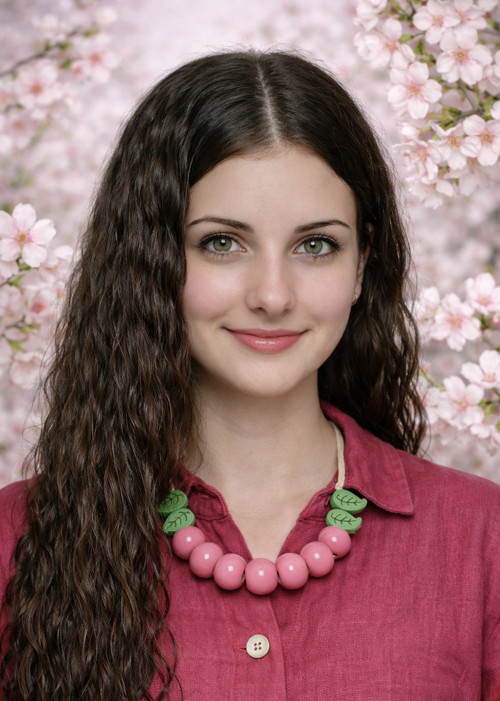 Sakura - náhrdelník hedvábí a dřevo — foto 5