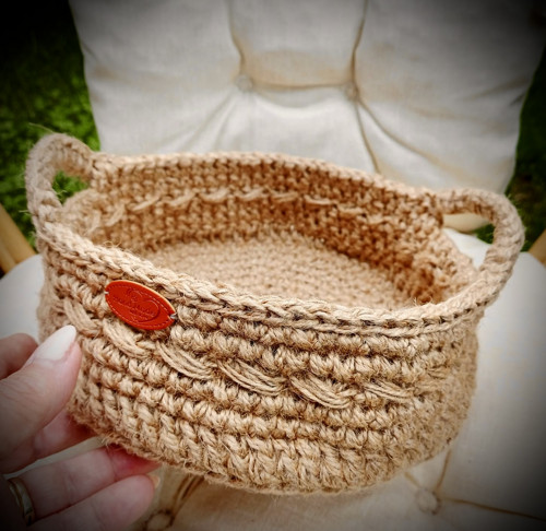 Háčkovaný jutový košík-boho ošatka — foto 5