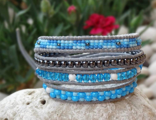 Náramek Wrap Bracelet v šedo - modré — foto 2