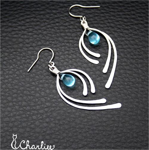Tepané náušnice - BLUE - ANGEL 3 - chir. ocel — foto 3