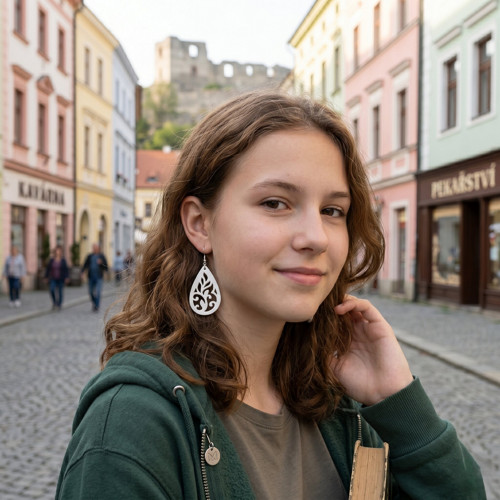 Náušnice kapka – krajkové,bílé — foto 3