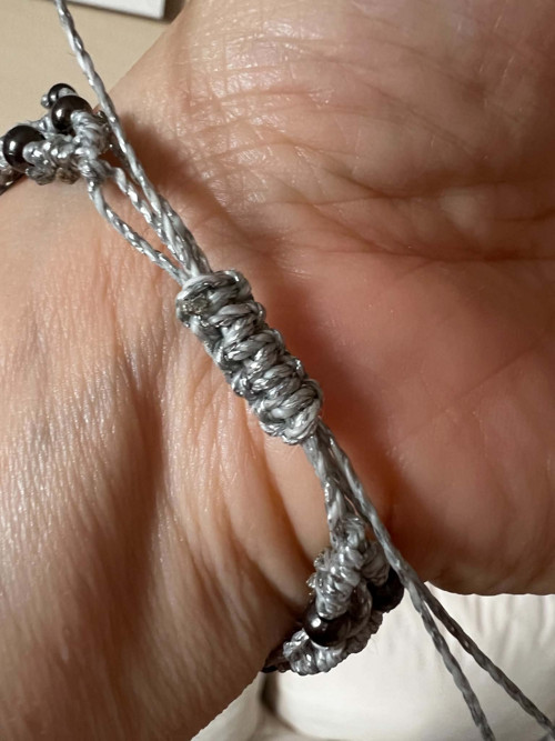 Boho náramek, micromacrame, SILVER — foto 4
