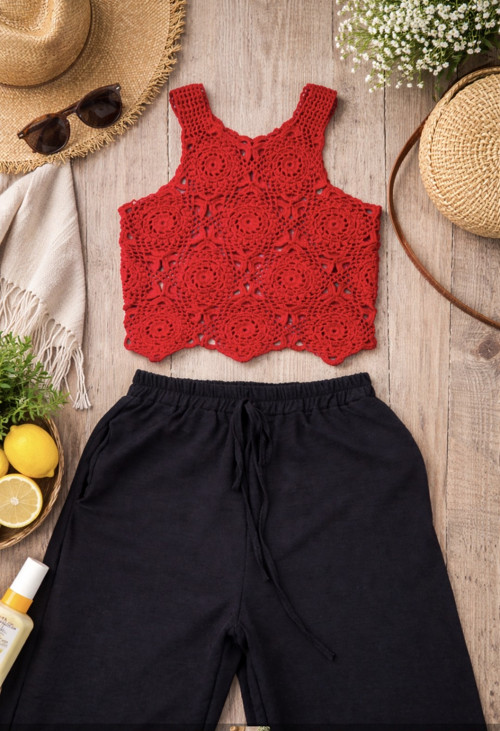 Letní háčkovaný crop top — foto 5