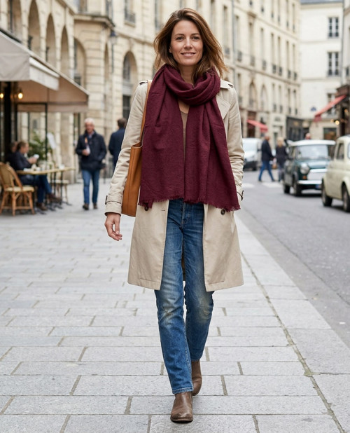 Lněná šála bordó — foto 2