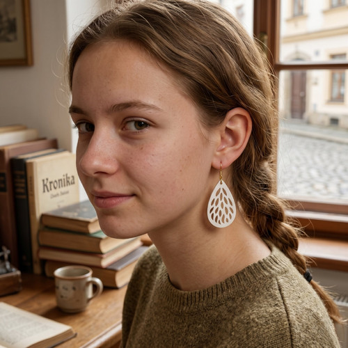 Náušnice kapka s lístky — foto 4