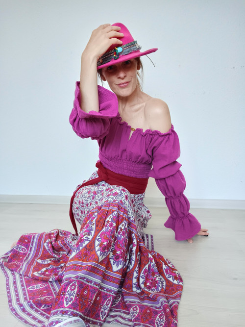 Fuchsiový Úchvatný Boho Top /Halenka — foto 6