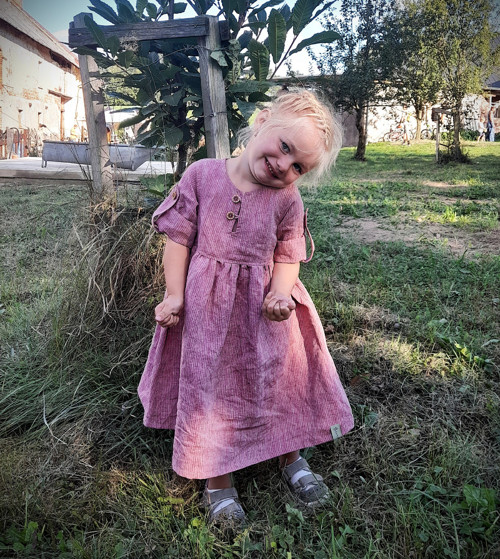 Lněné šatičky vintage bordó — foto 2