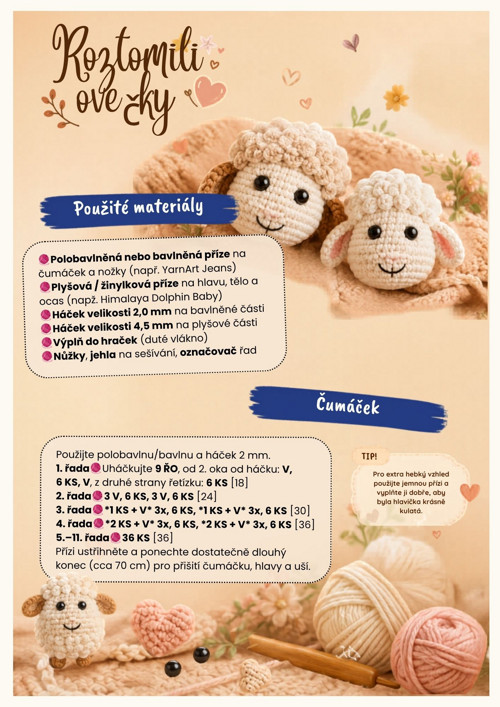 PDF návod na háčkování – Roztomilá ovečka — foto 3