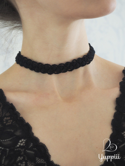 Úzký černý krajkový choker #1 — foto 3