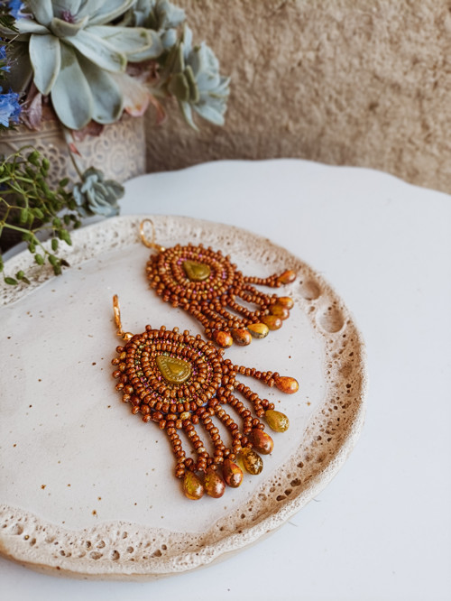 Arabesque Boheme n.4 - vyšívané boho náušnice — foto 2