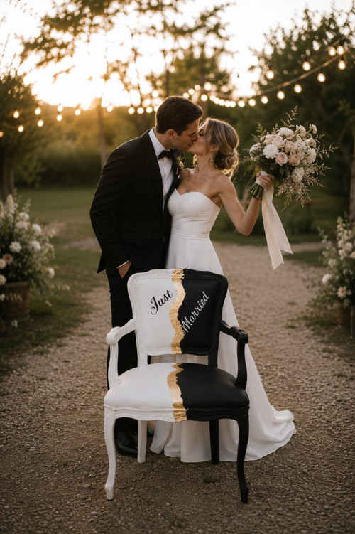 Ručně malované křeslo „Just Married“ — foto 5