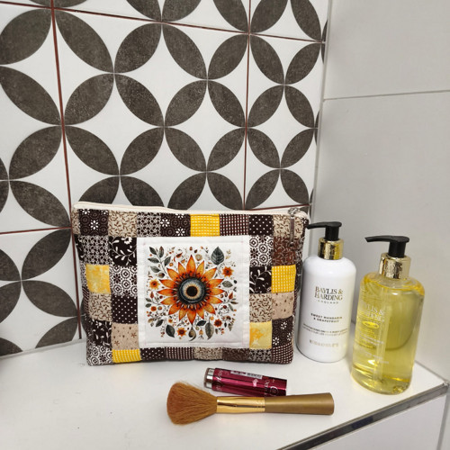 Taštička velká Slunečnice hnědá žlutá patchwork — foto 2