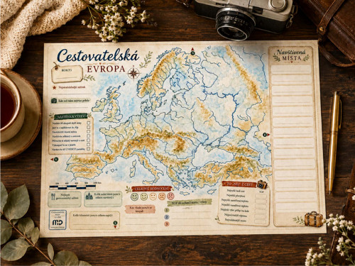 Cestovatelská mapa - Evropa, A3, na stůl — foto 4