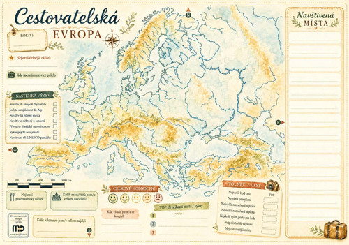 Cestovatelská mapa - Evropa, A3, na stůl — foto 6