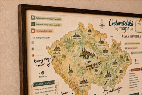 Cestovatelská mapa - Česká republika, A3, na zeď — foto 2