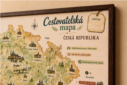 Cestovatelská mapa - Česká republika, A3, na zeď — foto 4