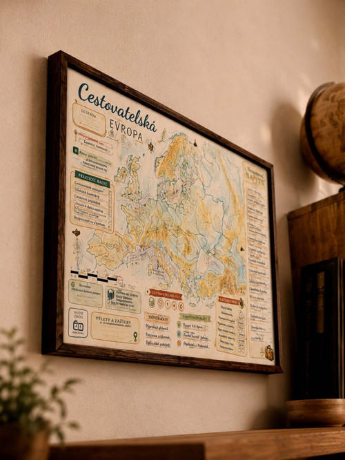 Cestovatelská mapa - Evropa, A3, na zeď — foto 3