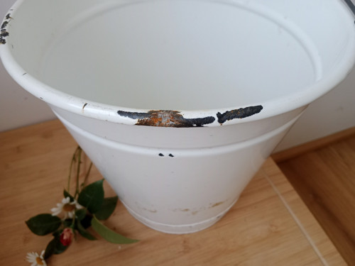 Smaltovaný bílý kyblík 30 cm SFINX — foto 6