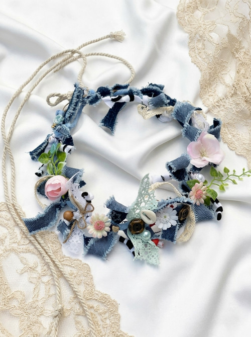 Džínový věneček do vlasů boho styl — foto 2